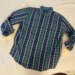 Men’s Big and Tall Chaps Multicolor Teal Plaid Men's Shirt